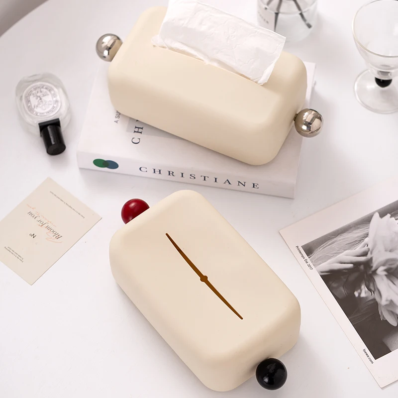 【Epeiushome】 Silicone Tissue Box Desktop Paper Box Napkin Storage Box Nordic Ins Style Light Luxury Cute