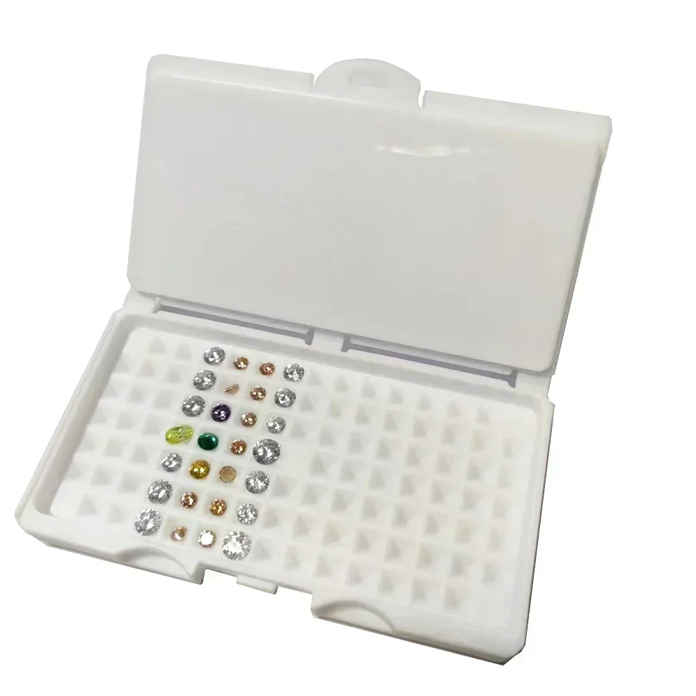 White Diamond Storage Box 3-0mm Gemstone Jewelry Display Organizer Bare Stone Packaging Cover Tray Holder Box for Show Store IGI