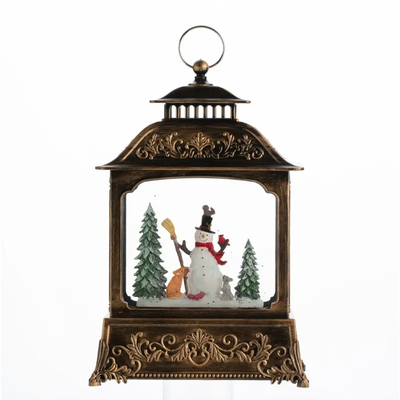 Large Christmas Flat Light Crystal Ball Music Box Flying Deer Pulling Snowman Glowing Holiday Home Decor Gift for Kids Room