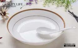 8 inch, bone china rice dish, golded strip designed, deep rice plate, porcelain candy dish, ceramic decorative plates