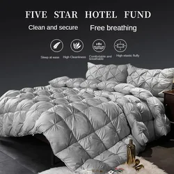 Five Star Hotel Style Goose Down Comforter, Ultra Soft Pinch Pleat Duvet, Breathable Fluffy Quilt for All Seasons Bed Use