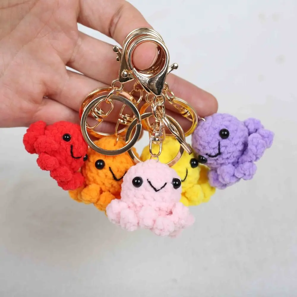 Creative Cartoon Crochet Octopus Keychain Handmaking Animal Knitting Keychain Weaving Cute Octopus Pendant Bag Pendant