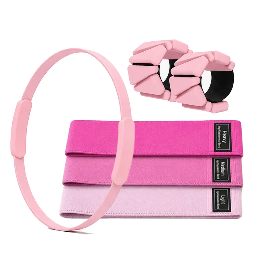 Cute Cute Pink Pilates Essential Kits Silicone Ankle Weights Pilates Ring Hip Booty Resistance Band Yoga Set for Gym Home Fitness - Aliexpress Deal