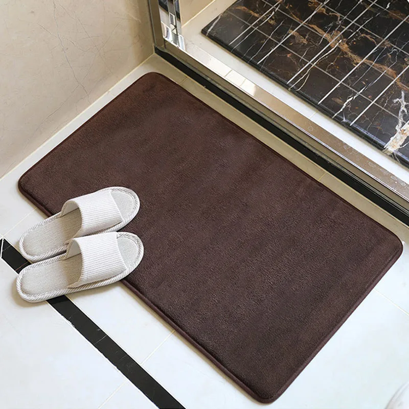 

Solid Color Simple Modern Floor Mat Memory Foam Slow Rebound Floor Mat Home Flannel Foot Pad Bathroom Absorbent Non-slip Mat