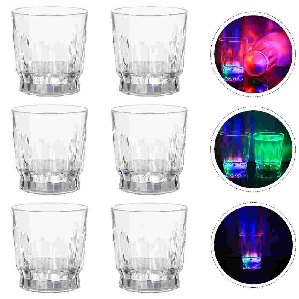 6 Pcs LED Glowing Glass Whiskey Glasses Shot Plastic Drinking Cup Cups