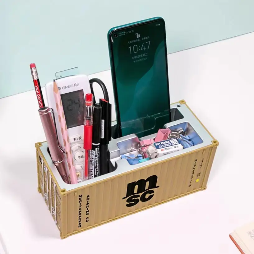 Large Capacity Desktop Pen Holder Original Shipping Container Pencil Organizer Multifunctional Office Stationery Storage Box