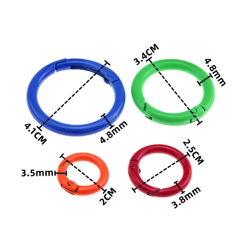 금속 O 링 스프링 걸쇠, 열 수 있는 라운드 카라비너 키 체인 가방 클립 후크, 개 체인 버클 커넥터, DIY 액세서리, 2-14 개
