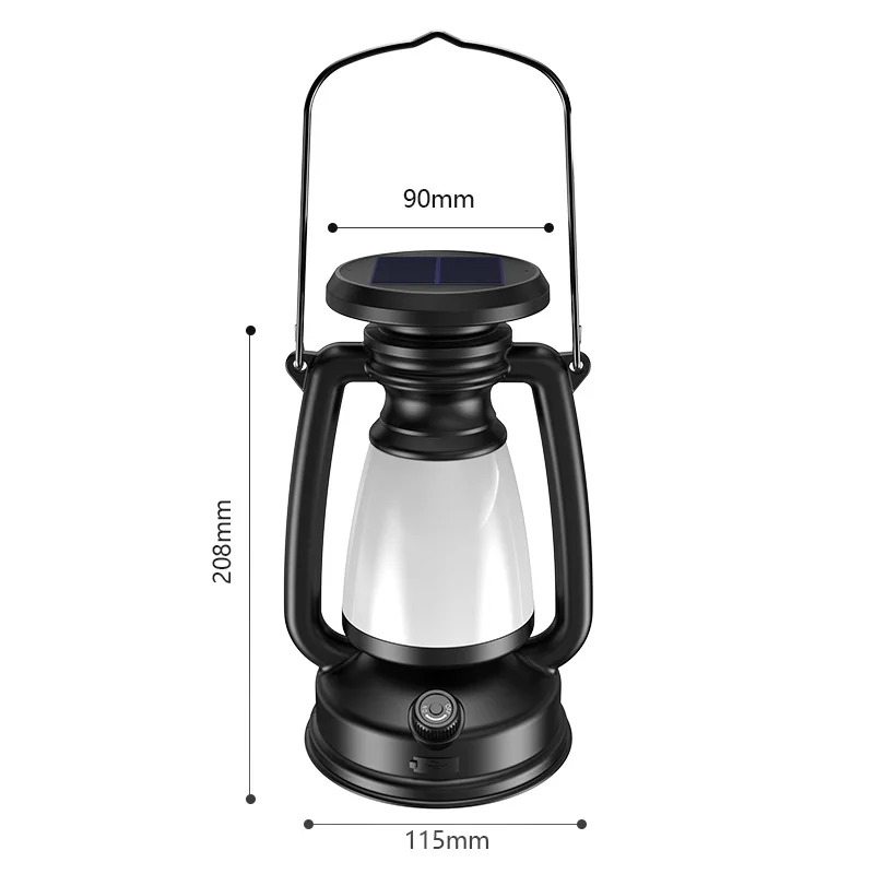 Lampu berkemah portabel tenaga surya Retro luar ruangan lampu minyak tanah lampu meja pengisian lampu dekoratif cahaya darurat