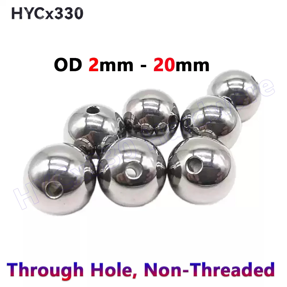 OD 2-20mm Stainless Steel Unthreaded Drilled Ball Through Hole 1-6mm for DIY Bracelets Earrings Jewellery Making Accessories