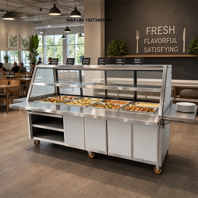 Commercial Bain Marie Counter Hot Food Display Warmer for Buffet Restaurant Canteen Catering Kitchen