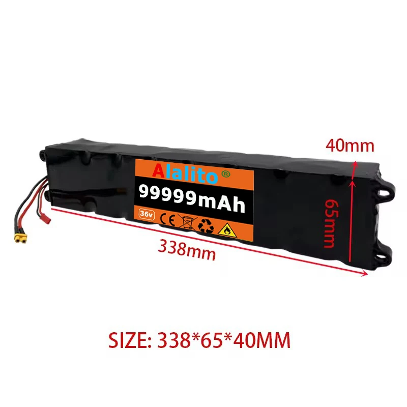 36V 99Ah 18650 Rechargeable lithium Battery pack 10S3P 500W High power for Modified Bikes Scooter Electric Vehicle,With BMS XT30