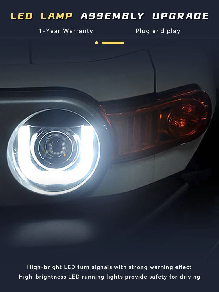 2 قطعة أضواء السيارات ل 2007-2020 تويوتا FJ كروزر الجبهة مصباح U DRL العلوي بدوره إشارة جهاز عرض LED عدسة اكسسوارات السيارات #5