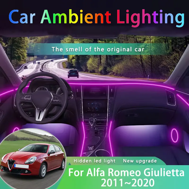 For Alfa Romeo Giulietta 2011~2020 940 2012 RGB Car Ambient Light App Controlled Car Interior Lights DIY Car Interior LED Strip