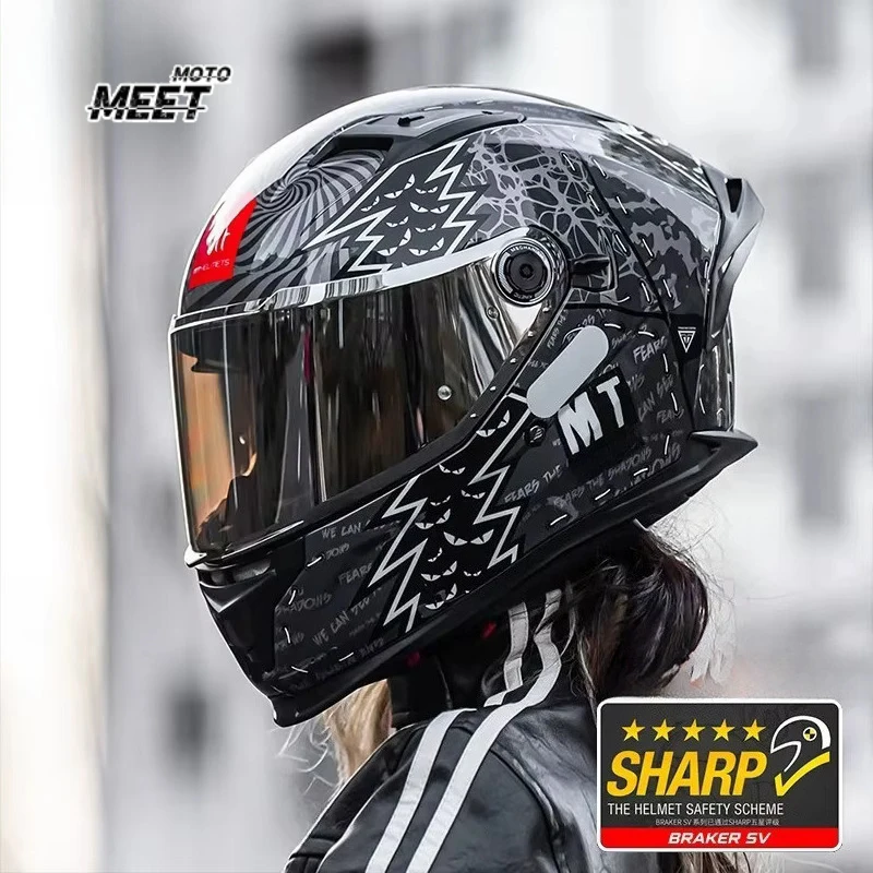 Hot Women MT Motorcycle Braker SV Helmet Gift Black Lens Full Face Capacete ECE DOT SHARP 5 Stars Certified Road Racing Casco