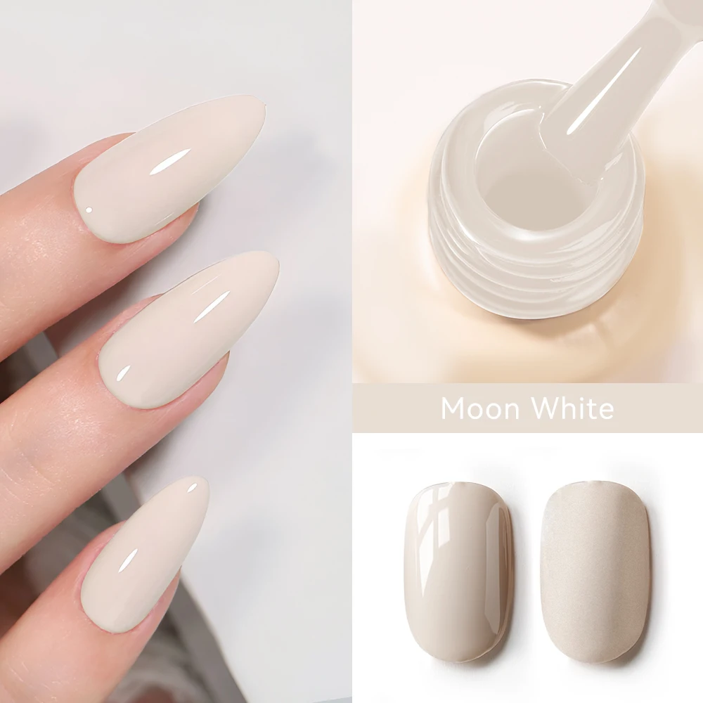 MAYCHAO Pale Moon White Gel Nail Polish 12ml Glossy Semi Permanent Soak Off UV LED Frosted Gel Nails Painting Varnish