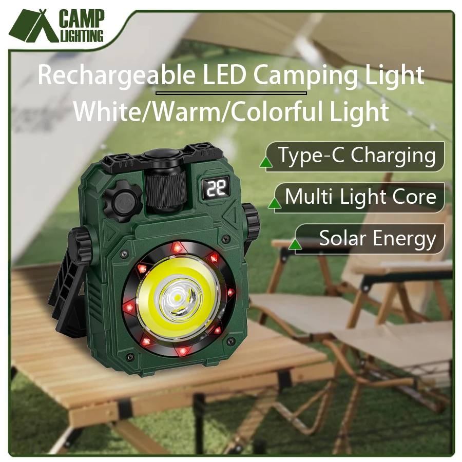 3600MaH Rechargeable Work Light Super Bright COB Flashlight with Magnetic Portable Outdoor Camping Lamp Stepless Dimming Torch