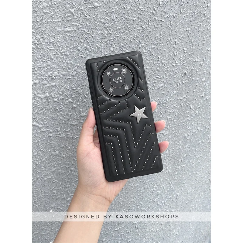 Luxury Rivet Stars Leather Case for Huawei Mate 50 Pro Fashion Punk Shockproof Cover for Huawei Mate 50 Rs Mate 40 Pro P50 P30