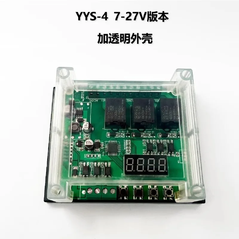 

Three channel delay time relay module pulse triggered timed cycle self-locking circuit AC control switch