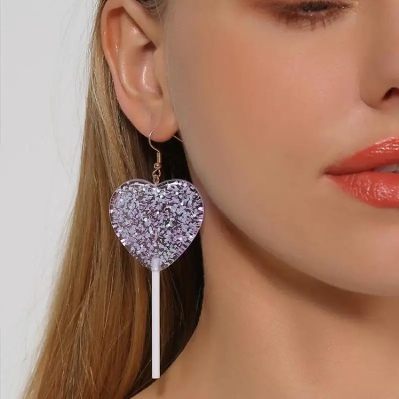 Sweet Heart Lollipop Earrings Creative Exaggerated Star Round Drop Earrings For Women Earing Jewelry Candy Earings Trendy 2026