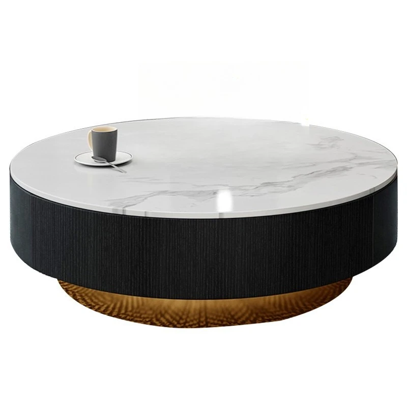 

Light luxury coffee table rock slab round coffee table Nordic modern simple household floor cabinet small apartment Italian mar