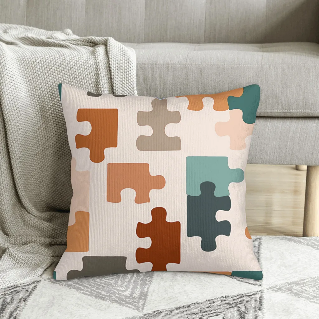 

Boho Puzzles Jigsaw Puzzle Polyester Cushion Cover For Livingroom Chair Decorative Soft Throw Pillowcase