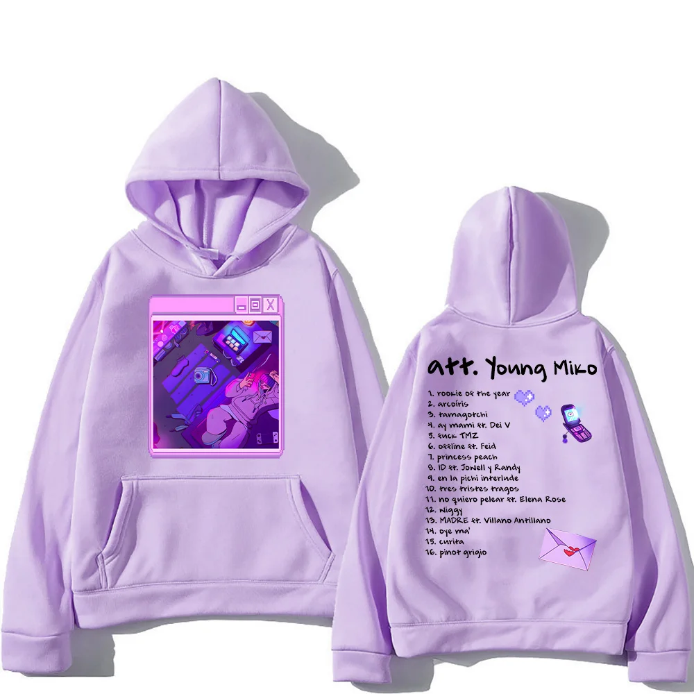

Толстовки с капюшоном Singer Young Miko Att Album с принтом, модная эстетичная толстовка в стиле ретро для мужчин и женщин, повседневный флисовый пуловер, уличная одежда в стиле хип-хоп