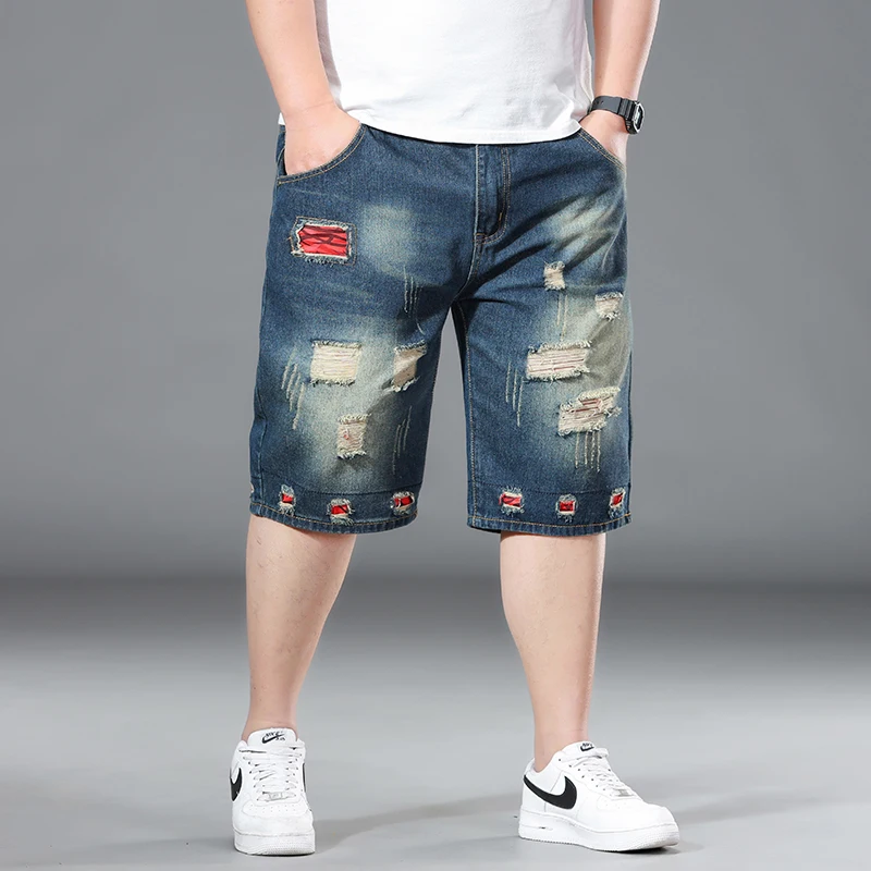 

TY782 Мужские рваные джинсовые шорты, шорты пять дюймов, большие размеры, брюки с завышенной талией.
