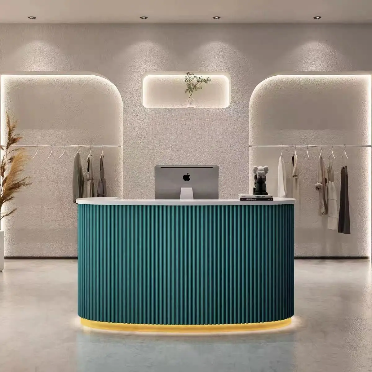 Custom Modern Reception Beauty Salon Hair Salon Furniture Curved Reception Reception Front Desk