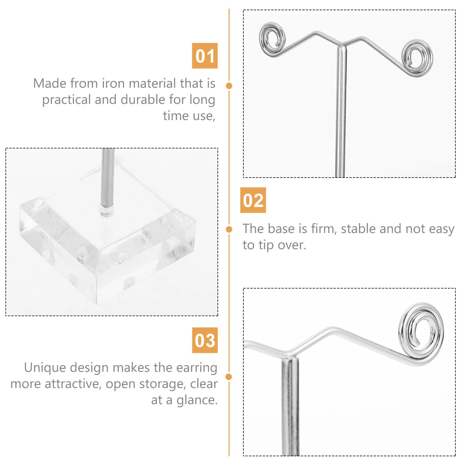 3 قطعة حامل عرض المجوهرات الأكريليك منظم القرط رف سطح المكتب المتين لمتجر العداد حامل مجوهرات سطح المكتب