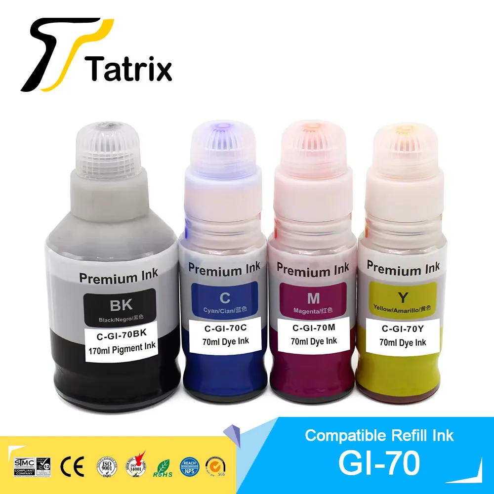 

Чернила gi70 GI-70 Tatrix GI70 GI 70, совместимые с бутылкой на водной основе, заправка струйных чернил GI-70 для принтера Canon PIXMA G6010