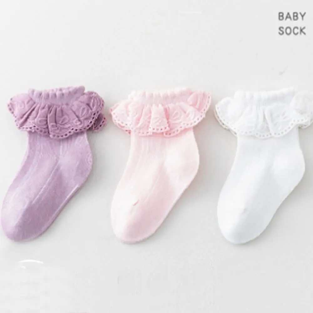 

Babies Cotton Socks Spring Autumn Pure Color Princess Lace Stockings Newborn Socks Summer Thin Section Girls Sokken