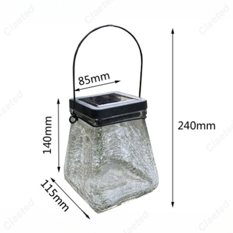Creative New LED Solar Square Glass Crack Hanging Lamp for Outdoor Courtyard Garden Decoration Atmosphere Lighting