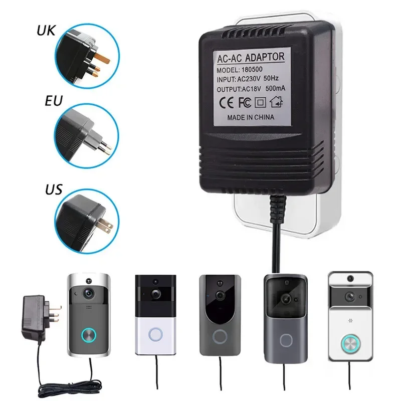 Für Wifi Wireless Video Türklingel Kamera Power Adapter US UK EU Stecker 18V AC Transformator Ladegerät IP Video Intercom ring 110V-240V