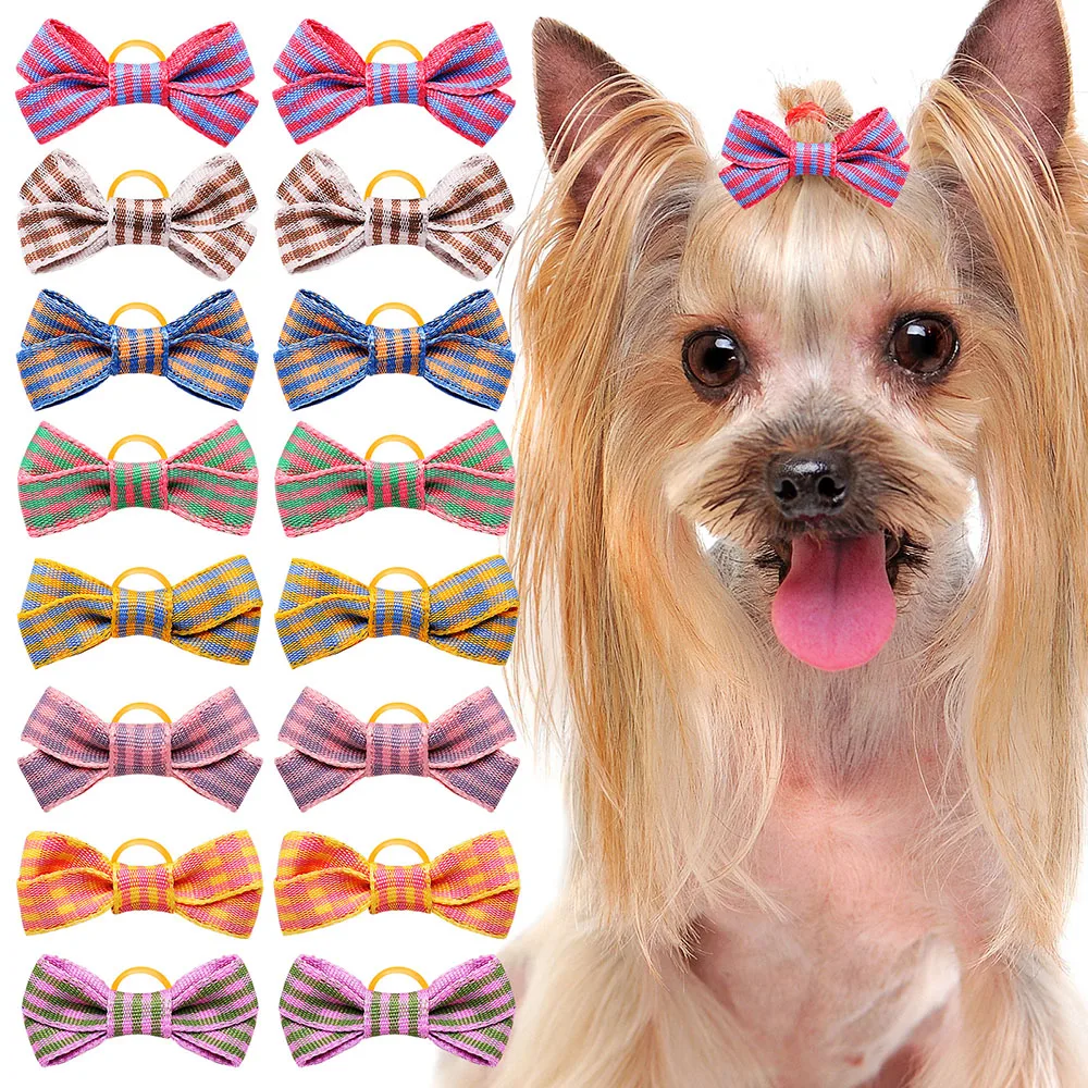 10PCS Pet Grooming Hair Bows Puppy Mix Colours Decorate Hair Accessories for Small Dog Hair Rubber Bands Dog Supplier