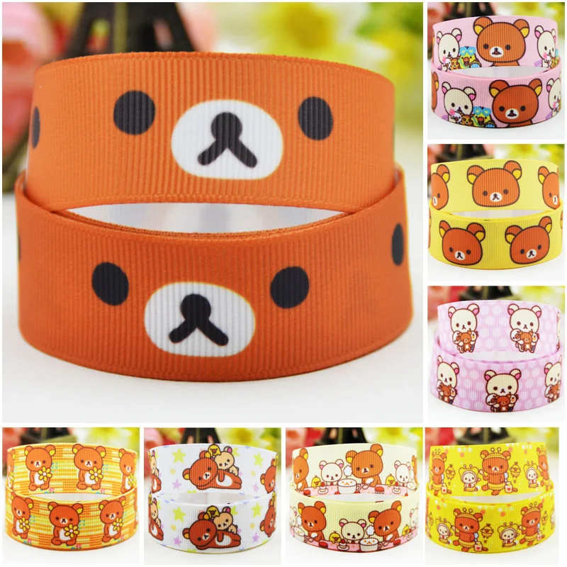 22mm 25mm 38mm 75mm Ruban satin Rilakkuma tape Cartoon Character printed Grosgrain Ribbon party decoration 10 Yards Mul099