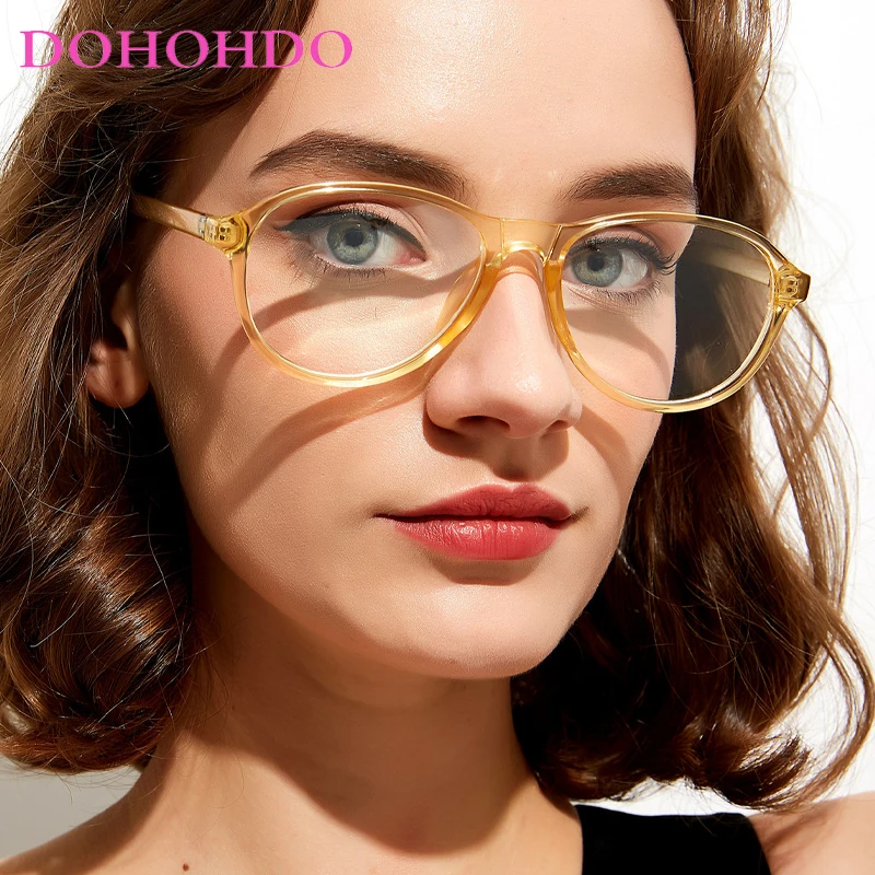 DOHOHDO Fashion Oval Vintage Men Eyeglasses Frame Acetate Business Couple Eyewear Popular Summer Glasses UV400 Women Sun Glasses