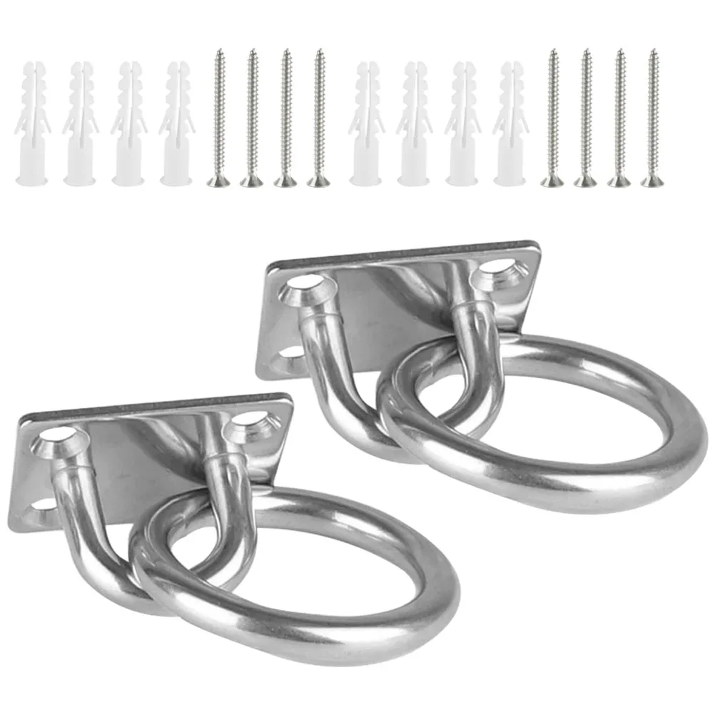 

2 Pcs Fixed Square Door Catch Heavy Duty Hooks Stainless Steel Pad Eye Plates Mounting Accessories Concrete Wall Hooks Ceiling
