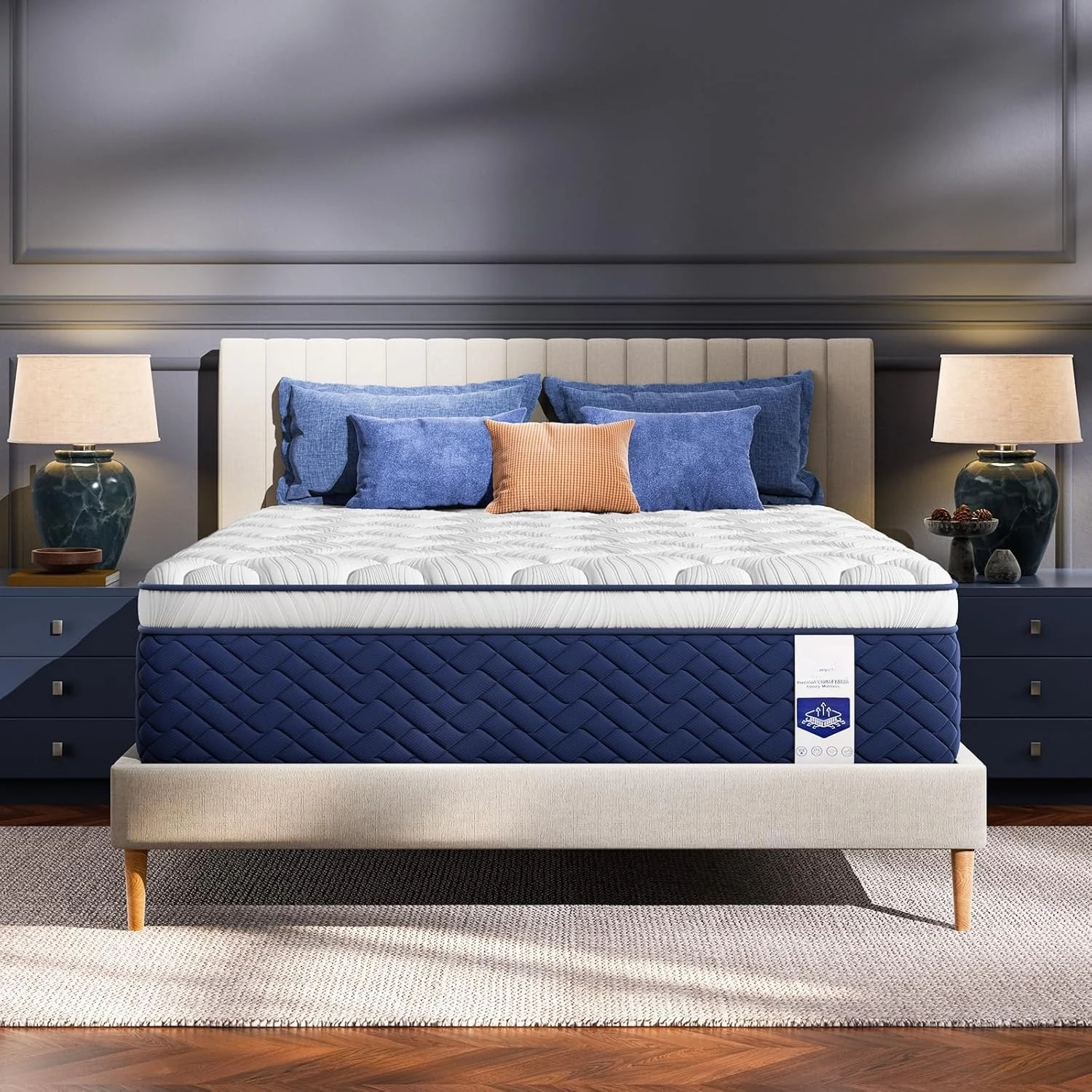 Firm Queen Mattress 14 Inch - Hotel Collection Hybrid Mattress with 7-Zone Support for Spinal Alignment, Extra Back, Customized