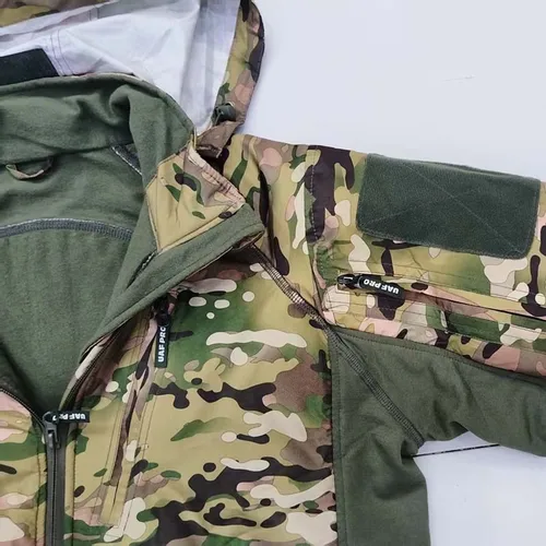 Imagen 2 del producto Chaquetas tácticas de concha suave UAF Multicam para hombre, abrigo con capucha de lana, cortavientos, ropa de caza, chaquetas de camuflaje para acampar, pescar y senderismo