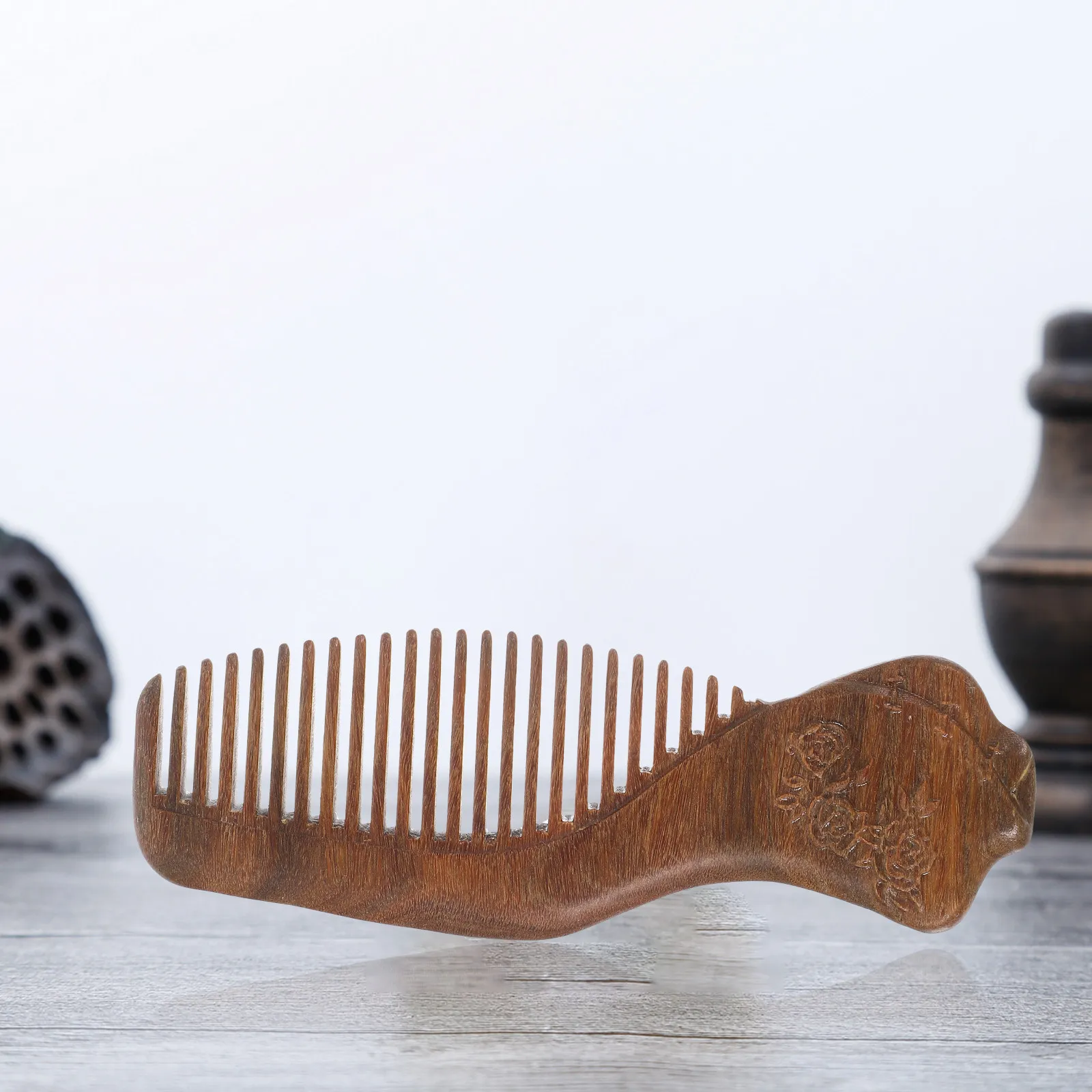 Sandalwood Comb Premium Hand-Carved Cheongsam Design Anti-Static Hair Comb for Long Thick Tangled Hair Scalp Massage Tool