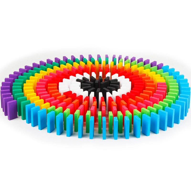 120 Pieces Colorful Wooden Dominoes - Children's Mechanism Building Game