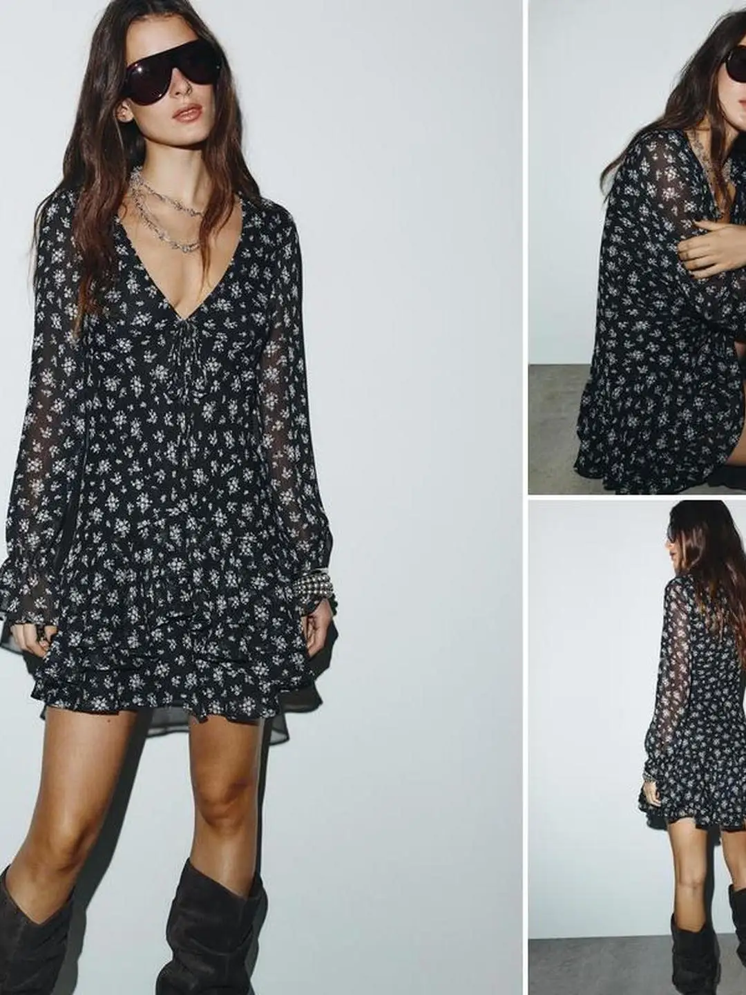 V-Ne Long Sve bedrukte gelaagde decoratie Dr Ba Ritssluiting Dames Faion Ciwalk Winter 206, andere Sle