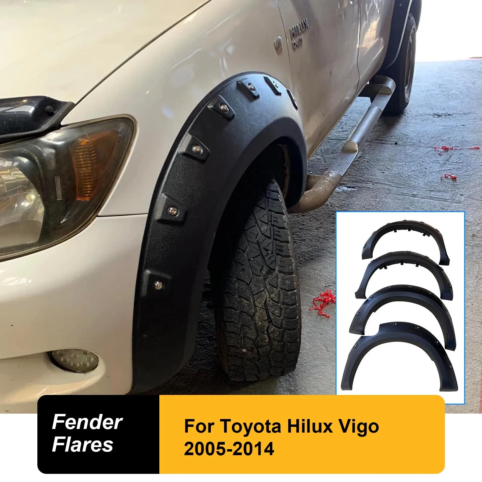 

Rivet Style Large Coverage Fender Flares Wheel Arch for Toyota Hilux Vigo 2005-2014 year Double Cabin Models 4X4 Car Accessories