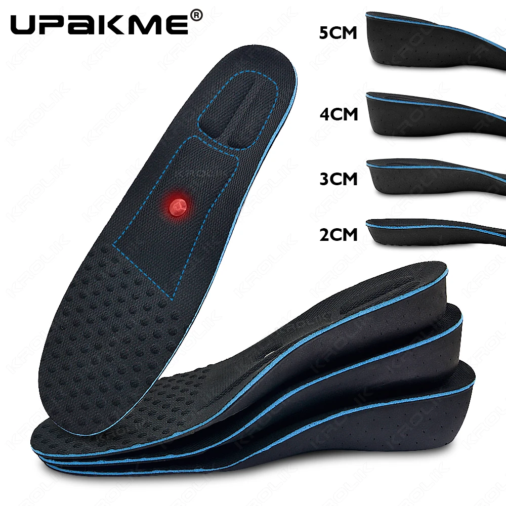 2-5cm Height Increase Insoles Cushion Height Lift Adjustable Cut Shoes Heel Inserts Taller Shockarch Support Absorbant Foot Pads