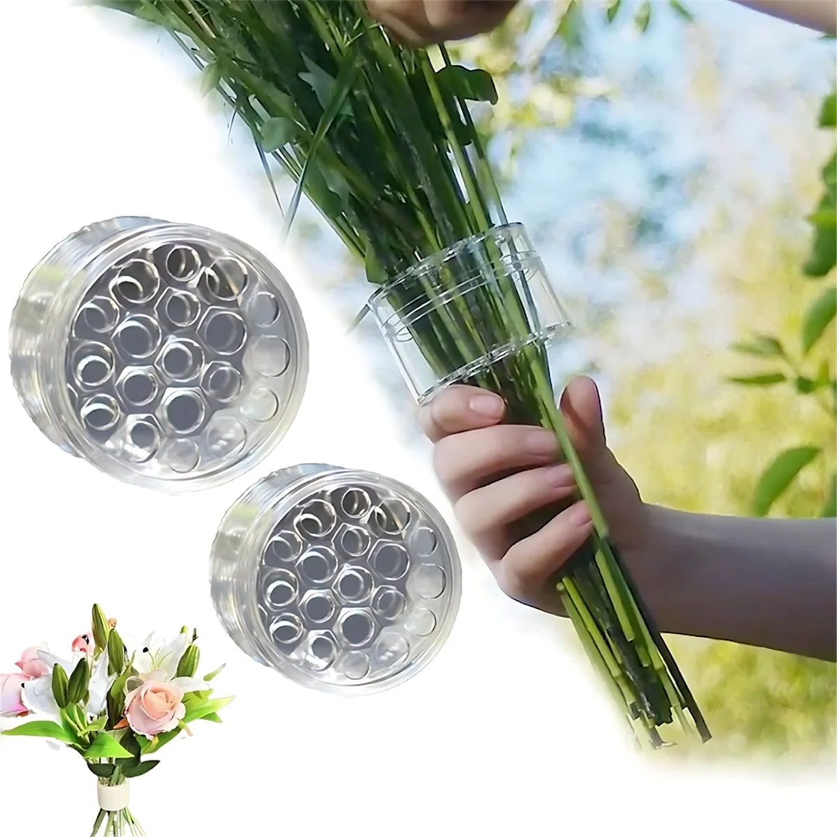 AUU-Flower Stem Holder Spiral Flower Stand DIY Flower Arrangement Art Accessories