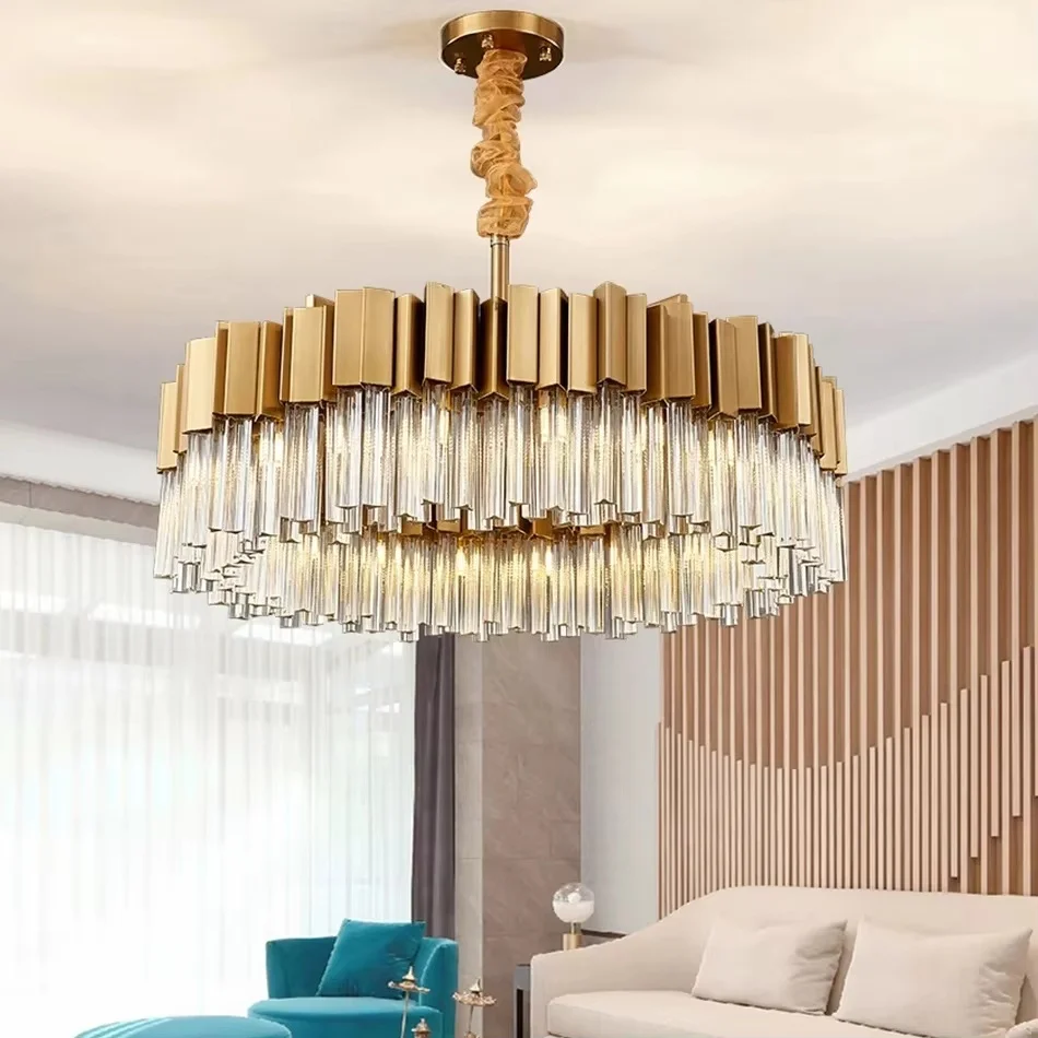 

Luxury Led Crystal Chandelier For Living Room Gold Creative Haning Lamp Round Home Decor Indoor Lighting New Modern Lobby Lustre