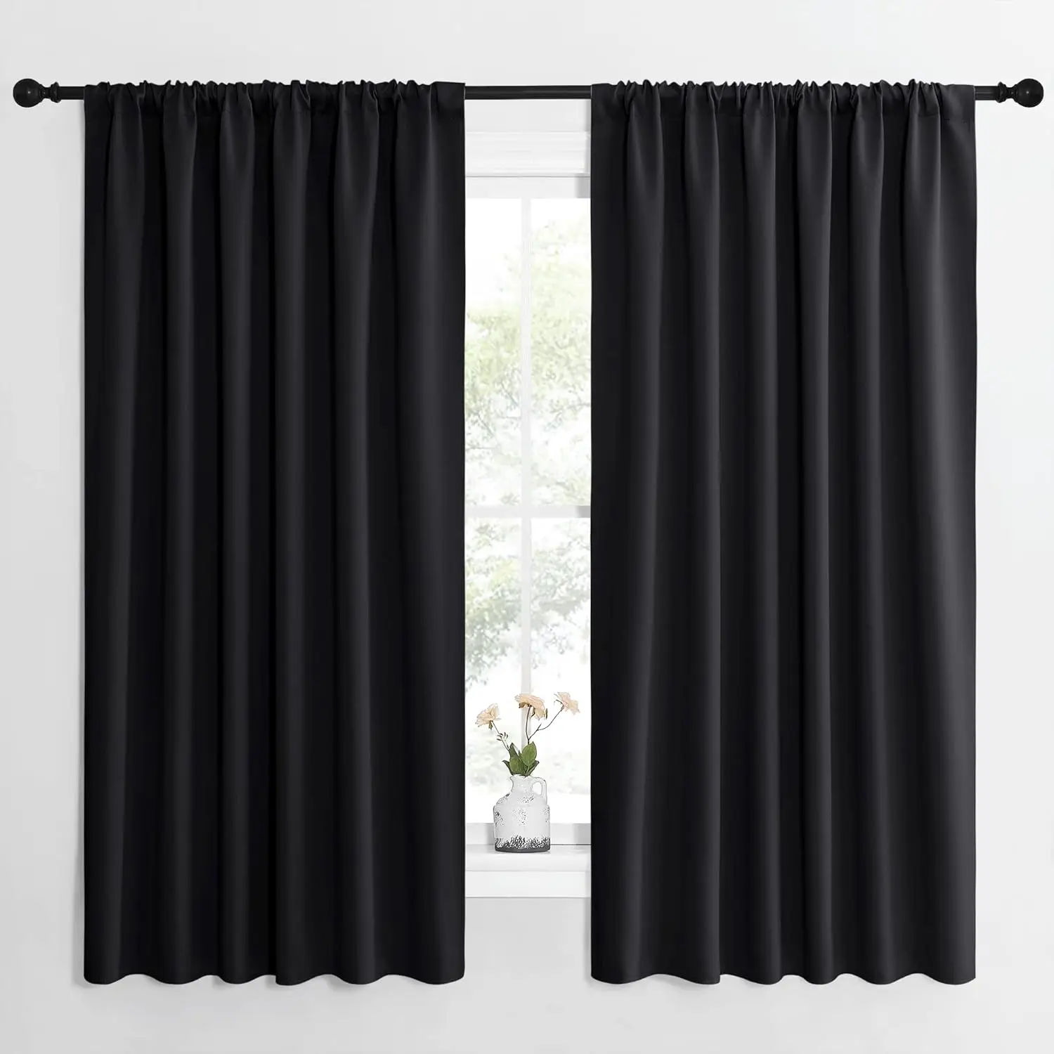 

Halloween Black Blackout Curtain Blinds - Solid Thermal Insulated Window Treatment Blackout Drapes for Bedroom (2 Panels