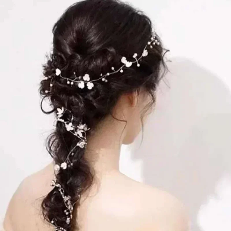 Wedding Hair Accessories Crystal Pearl Vine Head Belt Bridal  Ornaments Fashion Jewelry Bride Headdress Headbands Accessory