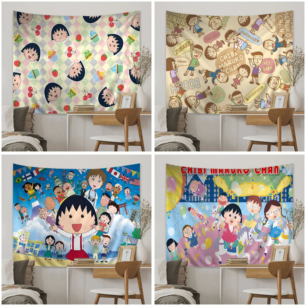 Chibi Maruko Chan Sakura Kyoko Cartoon Printed Large Wall Tapestry Cheap Hippie Wall Hanging Wall Tapestries Mandala Home Decor