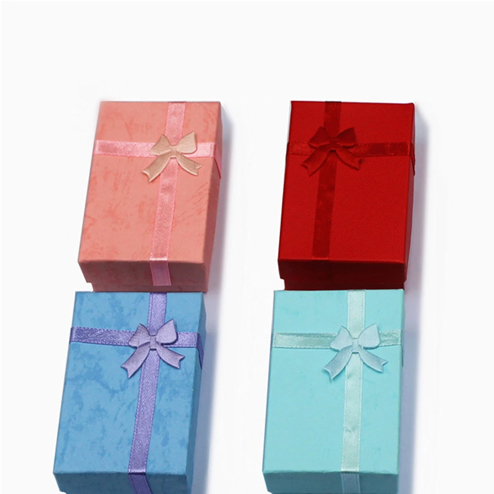 

10PCS Bowknot Shape Jewelry Box Necklace Storage Container Ring Display Case Organizer for Home Shop (Red)